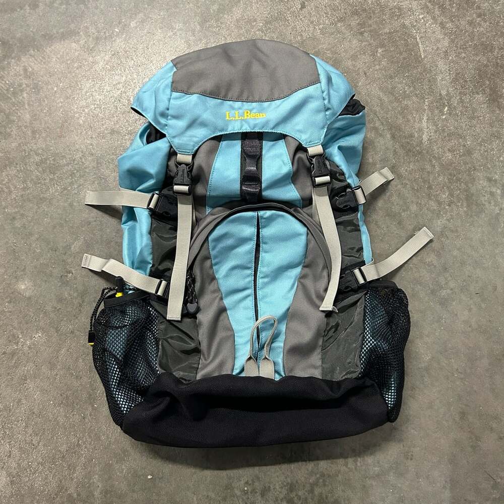 L.L.Bean Bigelow H2O Technical Hiking Backpack Blue Gray Hydration Y2K